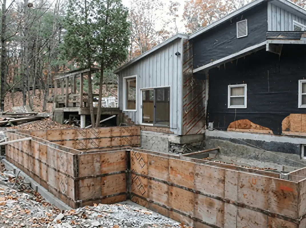 Prepared site with foundation forms for home remodeling and addition project in Birmingham, AL